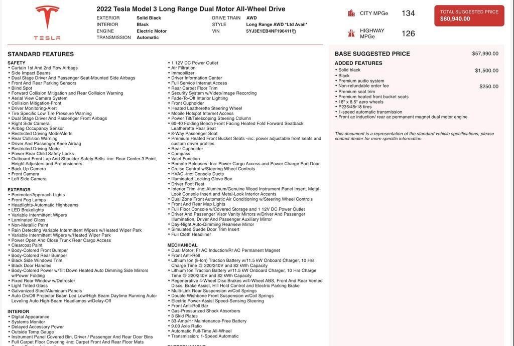 2022 Tesla Model 3